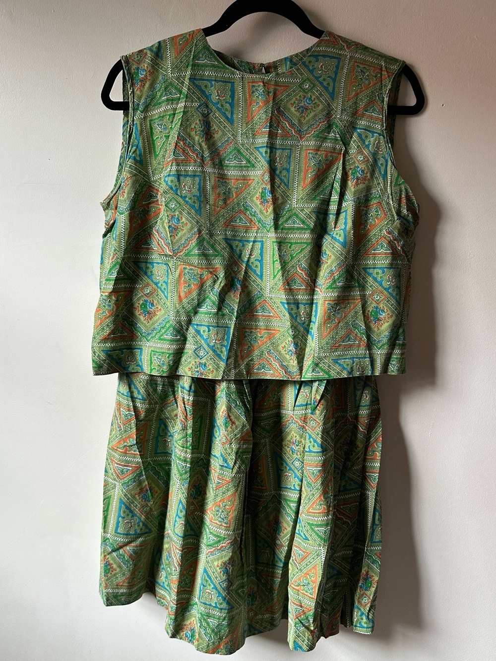 Vintage 70s Union Made Skirt Set Cropped Boxy Retro Groovy